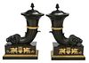 Fine Large Pair Regency or Style Bronze "Rhyton" Vases