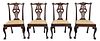 Set of Four Chinese Chippendale Carved Mahogany Chairs