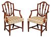 Pair George III Carved Mahogany Open Armchairs