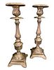 Antique Silvered Brass Candle Holders 