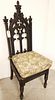 19THC GOTHIC REVIVAL WALNUT HALL CHAIR 52 1/2"H X 21 1/2"W W/ LIFT SEAT CORDTS MANSION