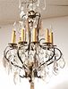 BRONZE AND CRYSTAL CHANDELIER 30"H X 18" DIAM CORDTS MANSION