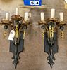 PR CAST IRON BRASS AND WROUGHT SCONCES 21"H X 13 1/2"W CORDTS MANSION