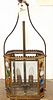19TH C BRASS HALL LANTERN W/ GEMS AND BEVELLED GLASS 25"H X 11"W X 7"D CORDTS MANSION