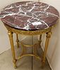 C1890 GILTWOOD MARBLE TOP TABLE 29 1/2"H X 22" DIAM CORDTS MANSION