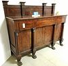 EMPIRE MAHOG SIDEBOARD 59 1/2"H X 75"W X 25"D CORDTS MANSION (MISSING SQ. BLOCK FROM ONE COLUMN)