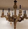 CARVED WOOD 8 ARM CHANDELIER 37"H X 31" DIAM BARONESS JEANNE MARIE FRIBOURG- VICTOR VALLAR