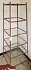 FAUX BAMBOO WROUGHT STAND W/ GLASS TOPS 67"H X 26"SQ