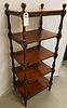 19TH C. ENGLISH MAHOG.5 TIER PLATE STAND 51"H X 20-1/4"W X 14-1/2"D CORDTS MANSION