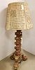 18TH C. POLYCHROMED & PARCEL GILT FLOOR LAMP W/SHADE MADE OF ANTIQUE VELLUM MANUSCRIPT PAGES 65" POSSIBLY FROM THE RANDOLF HEARST COLL. SOLD BY MACY'S