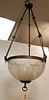 VICT BRASS GAS CHANDELIER W/ETCHED FROSTED BOWLS ELEC. 39"H X 16" DIAM CORDTS MANSION
