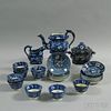Partial Blue and White Transfer-decorated Tea Set