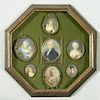 Framed collection of 7 Portrait Miniatures