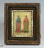 Box Icon with 2 Saints, dated 1898