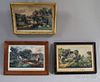 Three Framed Currier & Ives Hand-colored Engravings