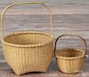 Karen Wychock, two splint baskets, initialed, one dated '94, 6'' h. and 3 1/2'' h.