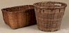 Two large splint oak gathering baskets, 19th c., 15'' h. and 10 1/2'' w.