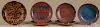 Ned Foltz, six redware plates, late 20th c., largest - 10 1/2'' dia.