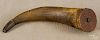 Powder horn, early 19th c., with carved initials MP in wood end, 12 1/4'' l.