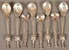 Eight Gorham Sterling Silver Shell Bowl Spoons.