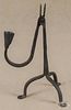 Wrought iron rush light candle holder, 20th c., 10'' h.