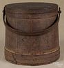 Large painted pine firkin, 19th c., retaining an old brown surface, 14 1/2'' h.