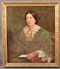 19th Century Oil on Canvas portrait Painting of a Woman