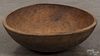 Turned wooden bowl, 19th c., 17'' dia.