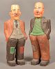 Two Folk Art Carved and Painted Wood Figures.