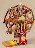 Carved and painted outsider art Ferris wheel, 21'' h.