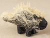 Carved and painted outsider art porcupine, initialed R. S. R. '98, 12 1/2'' l.