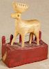 Walter Gottshall, carved and painted deer on a base, signed and dated 1984, 10 1/2'' h., 7 1/4'' w.