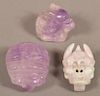 Three Pieces of Carved Amethyst/Stone.