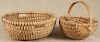 Two large splint gathering baskets, early 20th c., largest - 9 1/4'' h., 23 1/2'' dia.