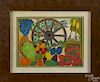 Laura Huyett, watercolor still life, titled Wagon Wheel, signed and dated 1972 lower left