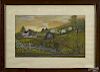 Laura Huyett, watercolor landscape, titled Peaceful Valley, signed and dated 1963 lower right