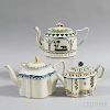 Three English Pearlware Teapots