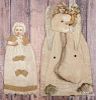 Two die cut and cotton Christmas decorations, ca. 1900, 14'' h. and 17 1/2'' h.