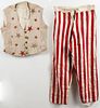 Patriotic fabric Uncle Sam pants and vest, early 20th c., with stenciled stars, 21 1/2'' h.