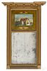 Giltwood Sheraton mirror, 19th c., with a painted eglomise panel of a cottage, 21 1/2'' h., 11'' w.