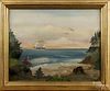 Primitive oil on board seascape, early 20th c., signed Taylor.