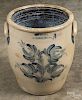 Pennsylvania four-gallon stoneware crock, 19th c., impressed Wm. Moyer Harrisburg Pa