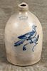 New York stoneware jug, 19th c., with cobalt bird decoration, impressed Troy N.Y. Pottery, 11'' h.