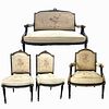4pc Anitque French Empire Ebody & Gilt Furniture