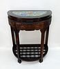 Chinese Rosewood & Cloisonne Demilune Table, 19th C.