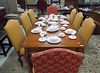 Contemporary Fruitwood Dining Table & 8 Chairs.