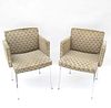 Pair Modern Polished Aluminum Armchairs