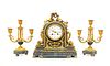 French Gilt Bronze and Blue Turquin Marble Clock
