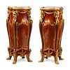 Attributed Francois Linke Pair of Gilt Bronze Mounted Marquetry Pedestals