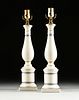 A PAIR OF FEDERAL STYLE WHITE CERAMIC TABLE LAMPS, 20TH CENTURY,